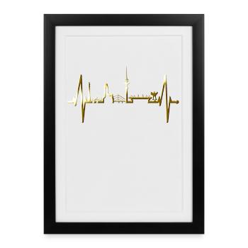 Duisburg Skyline Heartbeat Pulse Heart Ruhrpott Fan - Framed poster (27 × 37 cm) - black - Front