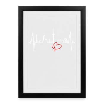 Duisburg Skyline Heartbeat Pulse Heart Ruhrpott Fan - Framed poster (27 × 37 cm) - black - Front