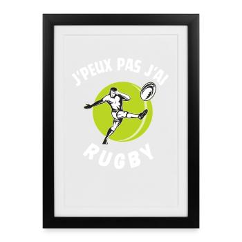 Je Peux Pas J'ai Rugby cadeau humoristique drôle - Affiche encadrée (27 × 37 cm) - noir - Devant