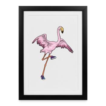Flamingo Jogger Jogging Sport - Framed poster (27 × 37 cm) - black - Front