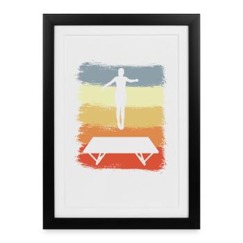 Croquis de trampoline vintage - Affiche encadrée (27 × 37 cm) - noir - Devant