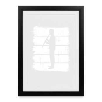 Drôle de clarinettiste - Affiche encadrée (27 × 37 cm) - noir - Devant