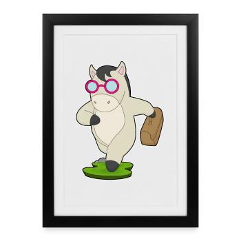 Mallette pour entrepreneur cheval - Affiche encadrée (27 × 37 cm) - noir - Devant