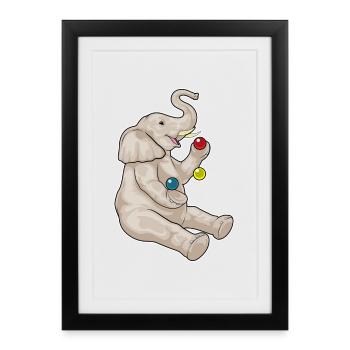 Elephant juggler juggling - Framed poster (27 × 37 cm) - black - Front
