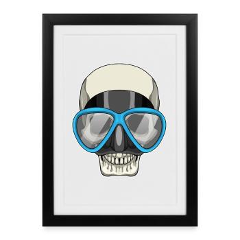 Lunettes de natation crâne été - Affiche encadrée (27 × 37 cm) - noir - Devant