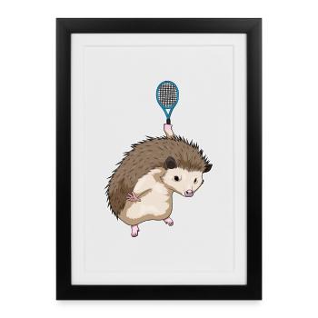 Raquette de tennis Hedgehog Tennis - Affiche encadrée (27 × 37 cm) - noir - Devant