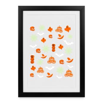 Motifs d'Halloween - Affiche encadrée (27 × 37 cm) - noir - Devant