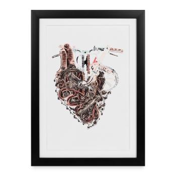 Machines mécaniques deux-roues coeur - Affiche encadrée (27 × 37 cm) - noir - Devant
