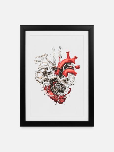 Bicycle Mechanic Heart - Bicycle Lovers - Framed poster (27 × 37 cm) - black