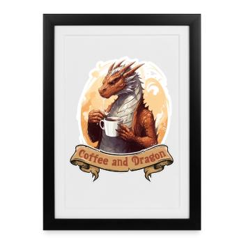 Coffee And Dragon Fantasy LARP RPG Shirt - Framed poster (27 × 37 cm) - black - Front