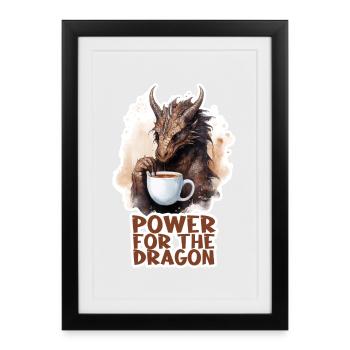 Coffee Power For Dragons RPG Shirt - Framed poster (27 × 37 cm) - black - Front