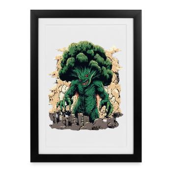 Giant Broccoli Monster Japan Kaiju Vegetables - Framed poster (27 × 37 cm) - black - Front