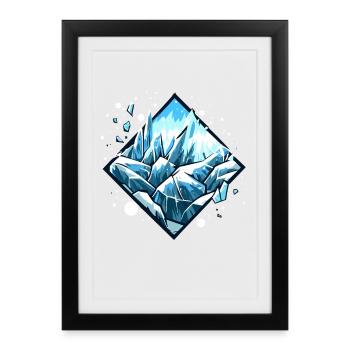 Cristaux de glace Icicles Paysage hivernal - Affiche encadrée (27 × 37 cm) - noir - Devant