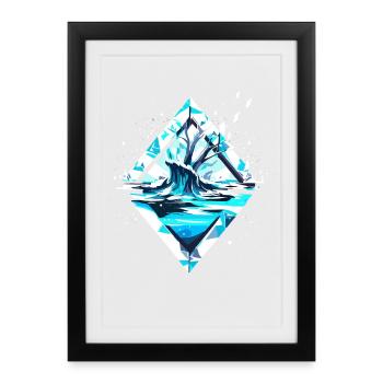 Paysage hivernal de cristal de glace de neige - Affiche encadrée (27 × 37 cm) - noir - Devant