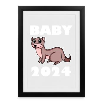 Bébé 2024 - Naissance Enceinte 2024 Grossesse - Affiche encadrée (27 × 37 cm) - noir - Devant