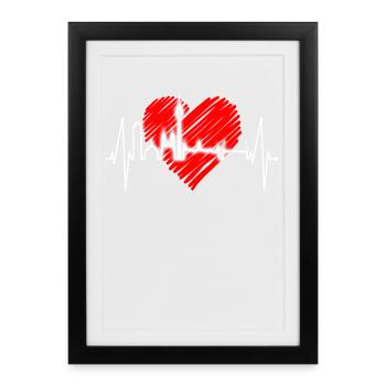 Nuremberg Skyline Heartbeat Fan Heart Love Nuremberg - Affiche encadrée (27 × 37 cm) - noir - Devant
