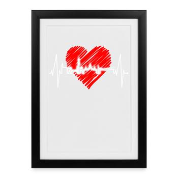Hannover Skyline Herzschlag Fan Liebe Hannöversch - Affiche encadrée (27 × 37 cm) - noir - Devant