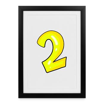 2 - Number - Number Two Yellow - Framed poster (27 × 37 cm) - black - Front