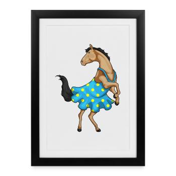 Horse Polka Dots Dress - Framed poster (27 × 37 cm) - black - Front