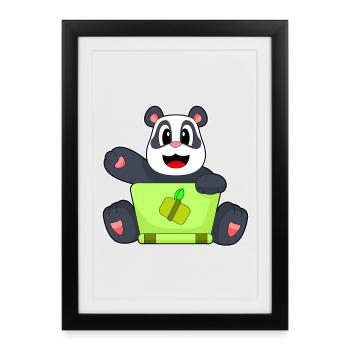 Panda Laptop - Framed poster (27 × 37 cm) - black - Front