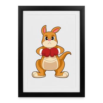 Kangaroo Boxer Boxing Gloves Boxing - Framed poster (27 × 37 cm) - black - Front