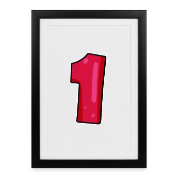 Numéro 1 Rouge foncé - Affiche encadrée (27 × 37 cm) - noir - Devant