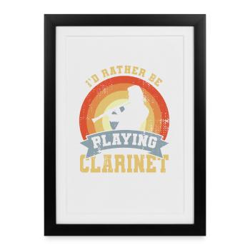 Je préfère jouer de la clarinette - Affiche encadrée (27 × 37 cm) - noir - Devant