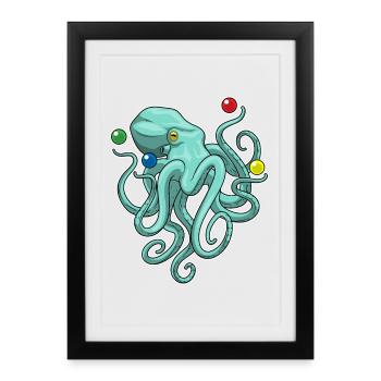Octopus juggler juggling - Framed poster (27 × 37 cm) - black - Front