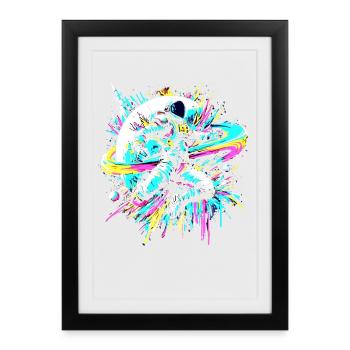 Astronaut Colorful Color Explosion Graffiti Space - Framed poster (27 × 37 cm) - black - Front