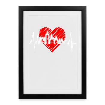 Augsburg Skyline Heartbeat Fan J’aime Augsburger - Affiche encadrée (27 × 37 cm) - noir - Devant