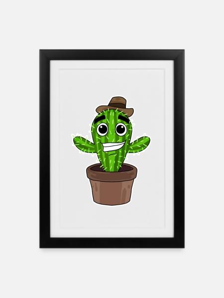 Kaktus Cowboy - Gerahmtes Poster (27 × 37 cm) - Schwarz