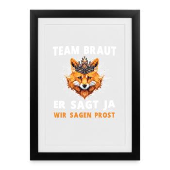 Hochzeit Junggesellenabschied Fuchs Bräutigam - Gerahmtes Poster (27 × 37 cm) - Schwarz - Vorne
