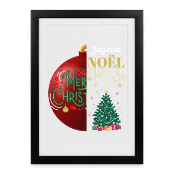Joyeux Noël et Merry Christmas - Affiche encadrée (27 × 37 cm) - noir - Devant