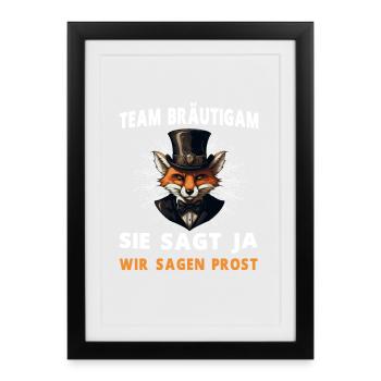 Lustiger Junggesellenabschied Bräutigam Hochzeit - Gerahmtes Poster (27 × 37 cm) - Schwarz - Vorne