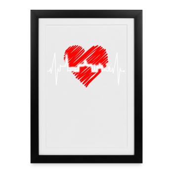 Amsterdam Skyline Pays-Bas Heartbeat Holland - Affiche encadrée (27 × 37 cm) - noir - Devant
