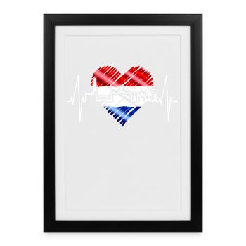 Amsterdam Skyline Pays-Bas Heartbeat Holland - Affiche encadrée (27 × 37 cm) - noir - Devant