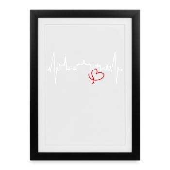 Amsterdam Skyline Pays-Bas Heartbeat Holland - Affiche encadrée (27 × 37 cm) - noir - Devant