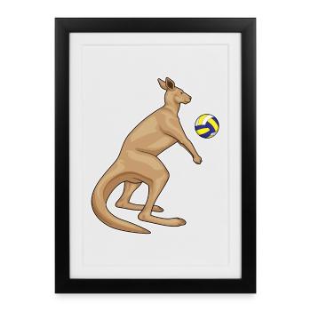 Kangourou Joueur De Volley-ball Volley-ball - Affiche encadrée (27 × 37 cm) - noir - Devant