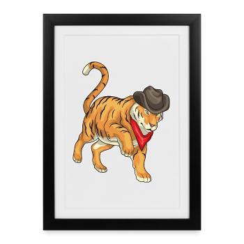 Chapeau de cowboy tigre - Affiche encadrée (27 × 37 cm) - noir - Devant