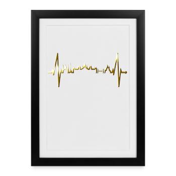 Budapest Skyline Heartbeat Hungary Heart Budapester - Framed poster (27 × 37 cm) - black - Front