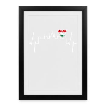 Budapest Skyline Heartbeat Hungary Heart Budapester - Framed poster (27 × 37 cm) - black - Front