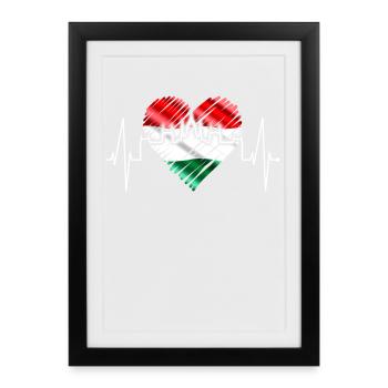 Budapest Skyline Heartbeat Hungary Heart Budapester - Framed poster (27 × 37 cm) - black - Front