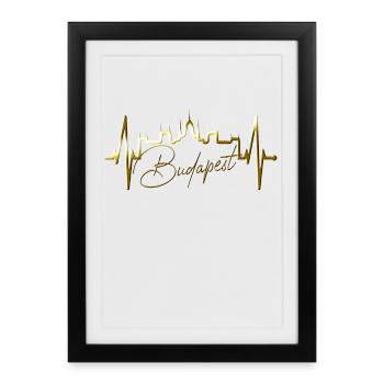 Budapest Skyline Heartbeat Hungary Heart Budapester - Framed poster (27 × 37 cm) - black - Front