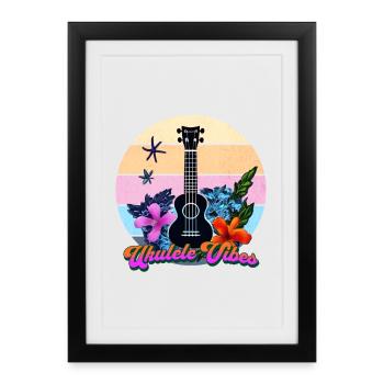 Ukulele Vibes Retro Tropic Circle - Framed poster (27 × 37 cm) - black - Front