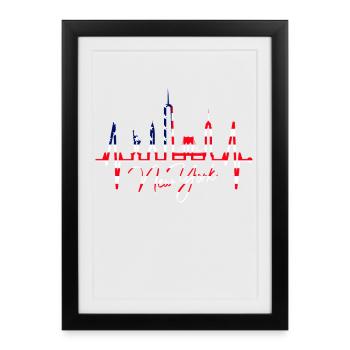 New York Skyline coeur coeur USA cadeau NY - Affiche encadrée (27 × 37 cm) - noir - Devant