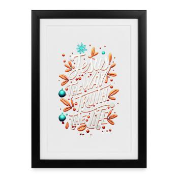 Typographie de la vie vérité de la vie de Jésus - Affiche encadrée (27 × 37 cm) - noir - Devant