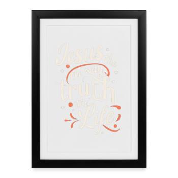 Jésus Le Chemin de la Vérité Vivre - Affiche encadrée (27 × 37 cm) - noir - Devant