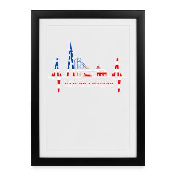 San Francisco Skyline Heartbeat California USA - Framed poster (27 × 37 cm) - black - Front