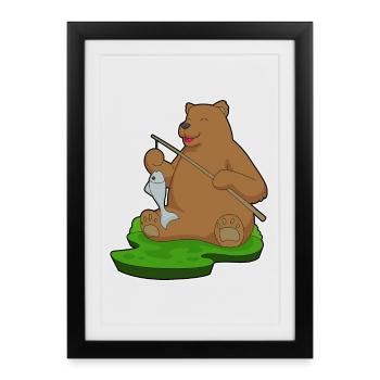 Bear Angler Fish Fishing - Framed poster (27 × 37 cm) - black - Front