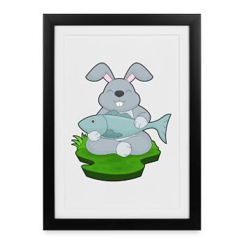 Hare, Angler, Fish, Fishing - Framed poster (27 × 37 cm) - black - Front
